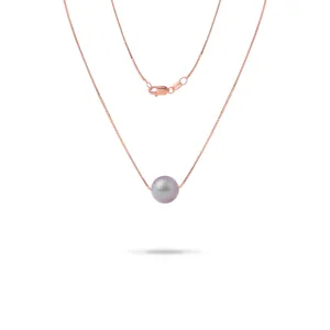 16-18" Adjustable Freshwater Lilac Pearl Necklace in Rose Gold - 9-10mm