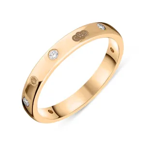 18ct Rose Gold 0.12ct Diamond King's Coronation Hallmark 3mm Ring D