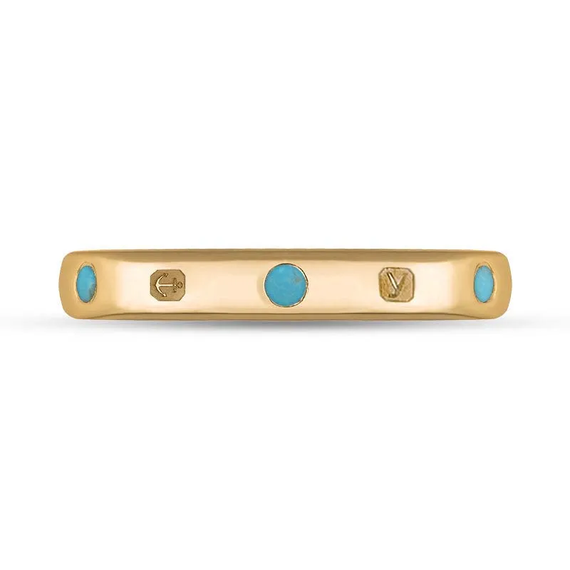 18ct Rose Gold Turquoise King's Coronation Hallmark 3mm Ring D