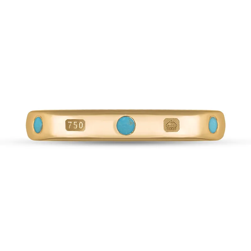 18ct Rose Gold Turquoise King's Coronation Hallmark 3mm Ring D