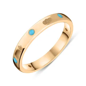18ct Rose Gold Turquoise Queen's Jubilee Hallmark 6mm Ring D