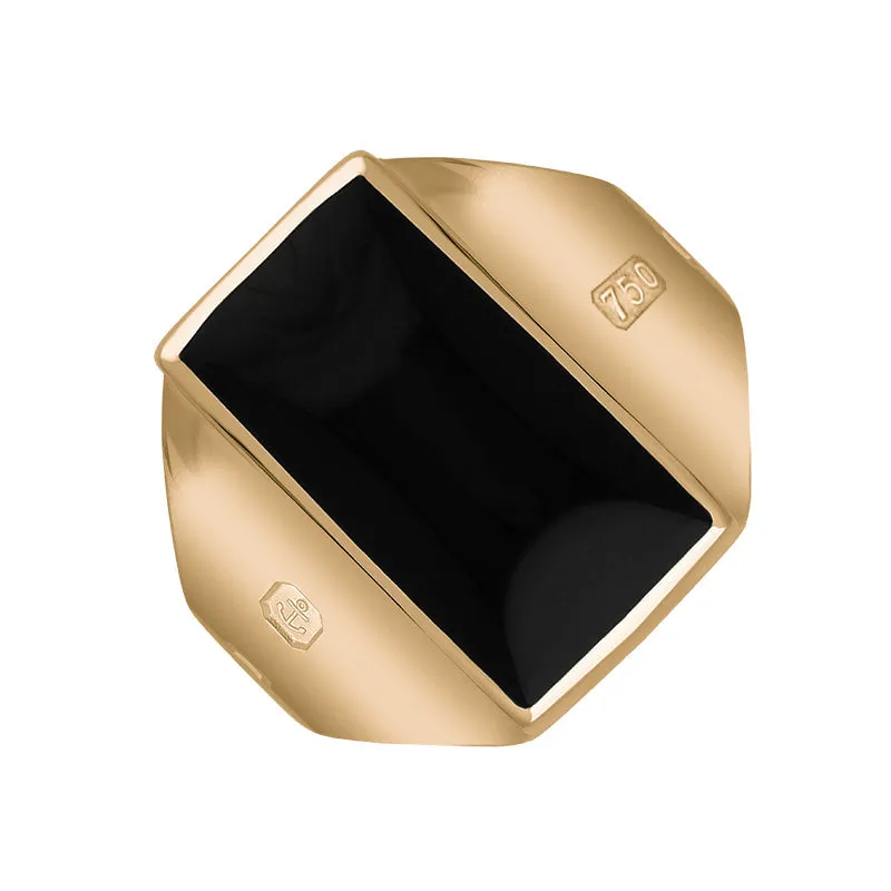 18ct Rose Gold Whitby Jet Hallmark Small Oblong Ring