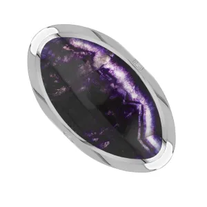 18ct White Gold Blue John Hallmark Large Oval Ring