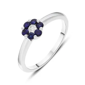 18ct White Gold Sapphire Diamond Round Cluster Ring