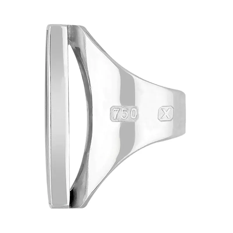 18ct White Gold Turquoise Hallmark Large Oblong Ring