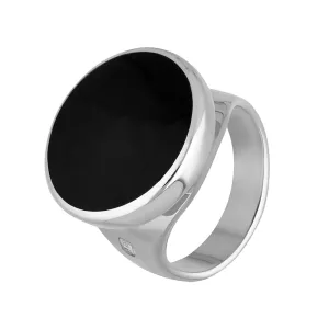 18ct White Gold Whitby Jet Hallmark Small Round Ring