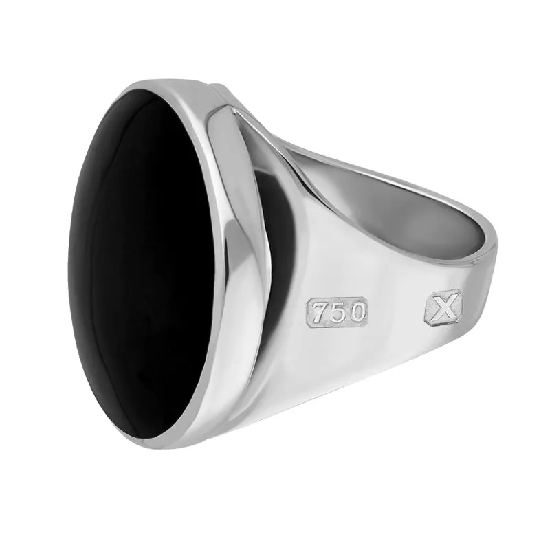 18ct White Gold Whitby Jet Hallmark Small Round Ring