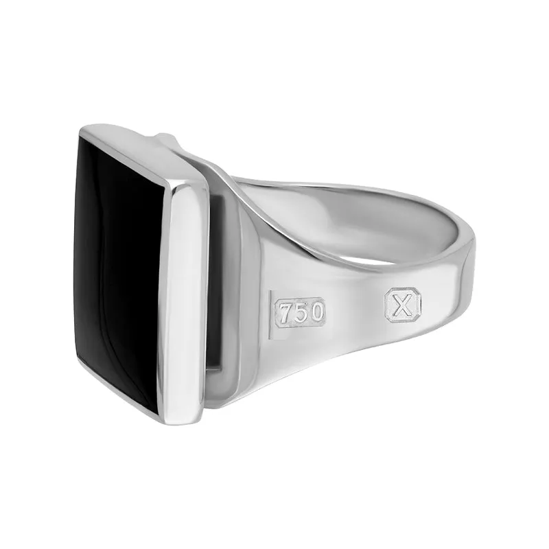 18ct White Gold Whitby Jet Hallmark Small Square Ring