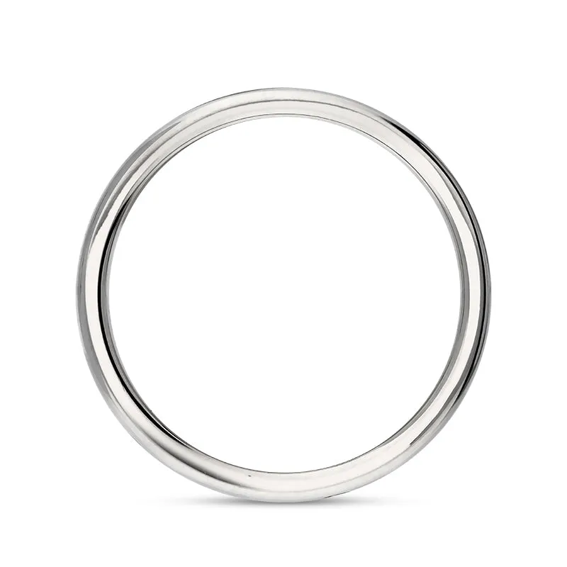 18ct White Gold Whitby Jet Queen's Jubilee Hallmark 6mm Ring D