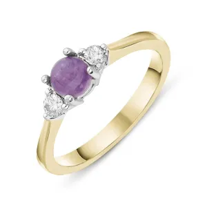 18ct Yellow Gold Blue John Diamond Round Claw Set Ring