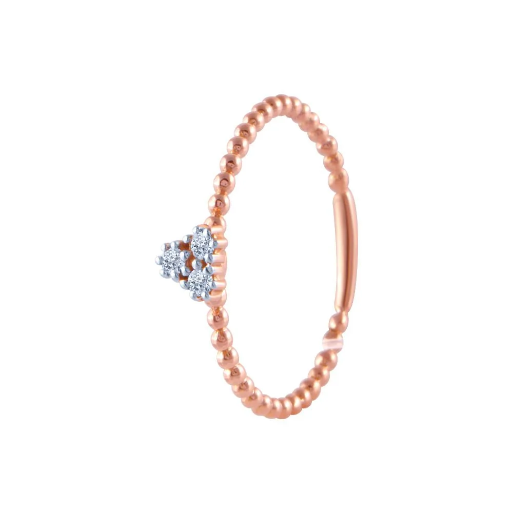 18k (750) Rose Gold And Diamond Ring For Women