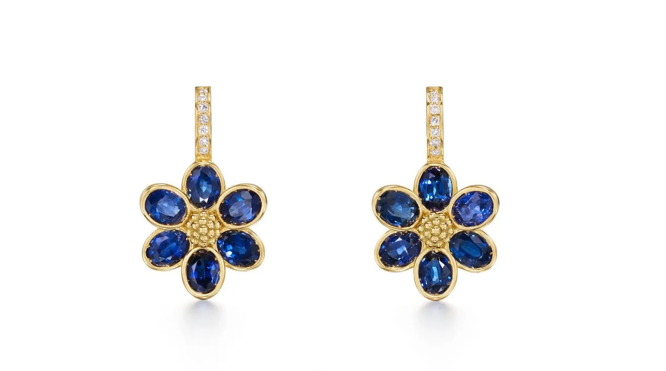 18K Blue Sapphire Fiori Earrings