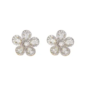 18k Rose Gold Diamond Flower Earrings