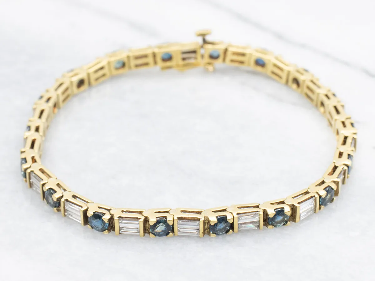 18K Sapphire and Diamond Tennis Bracelet