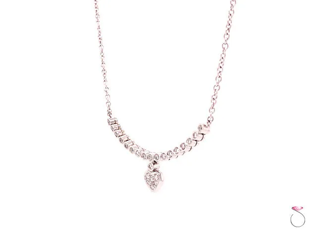 18K White Gold & Diamond Necklace With a Heart Motif On Chain