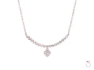 18K White Gold & Diamond Necklace With a Heart Motif On Chain