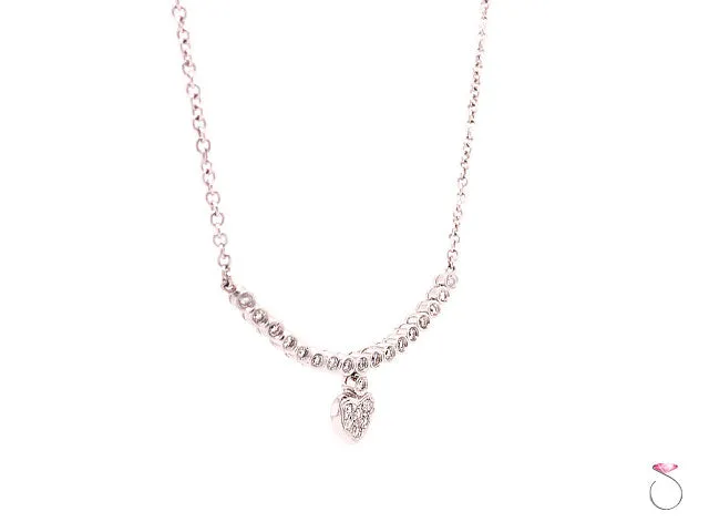18K White Gold & Diamond Necklace With a Heart Motif On Chain