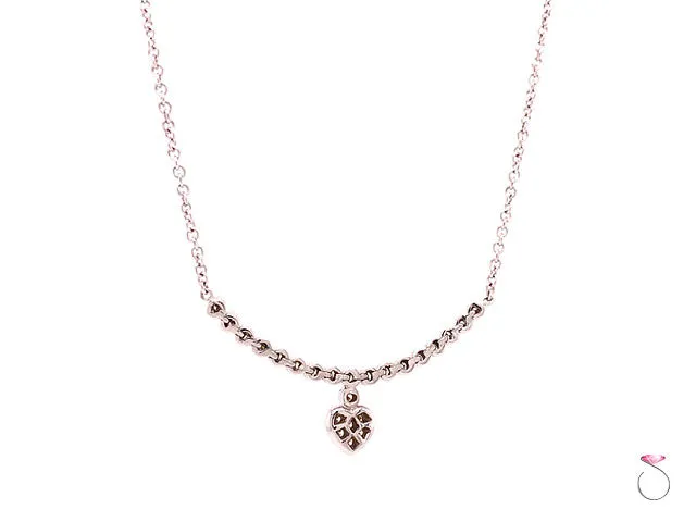 18K White Gold & Diamond Necklace With a Heart Motif On Chain