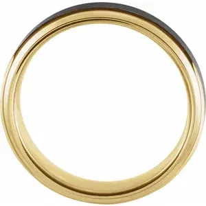18K Yellow Gold PVD & Black PVD Tungsten Band with Satin Finish