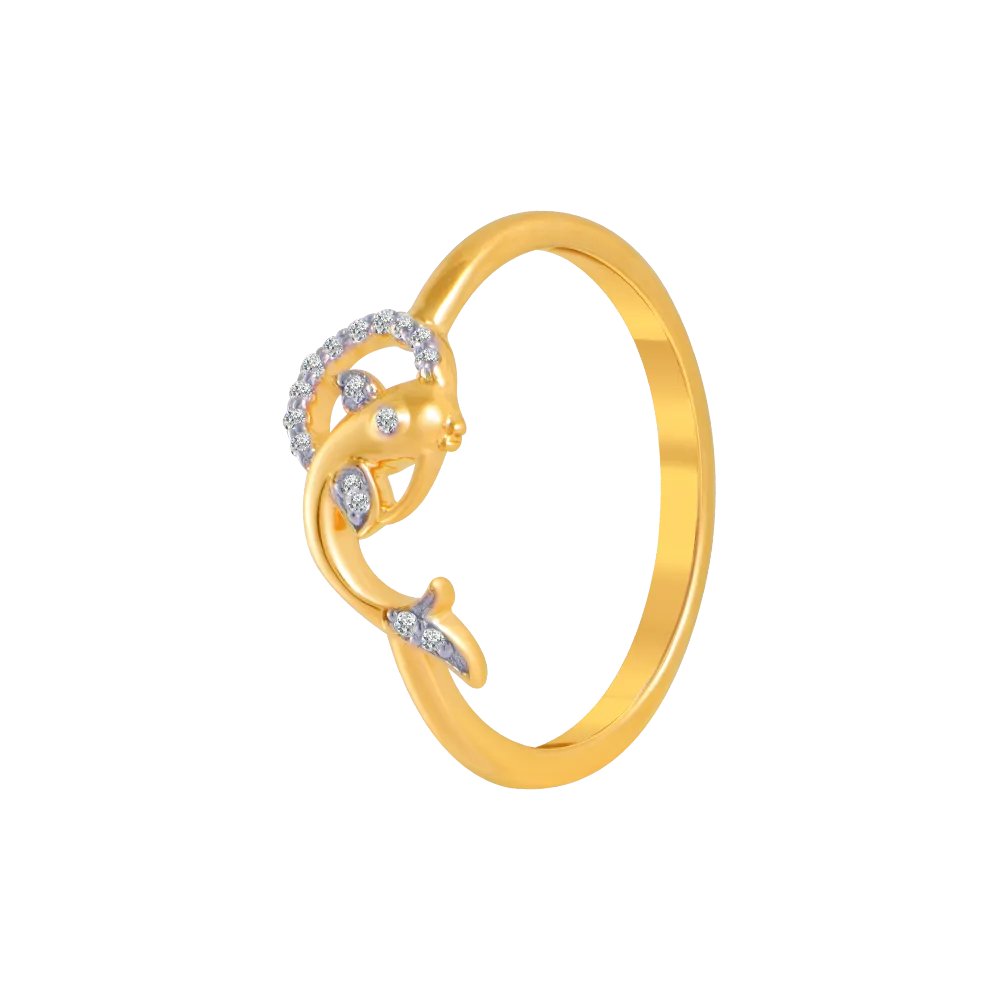 18KT (750) Yellow Gold And Diamond Ring For Women