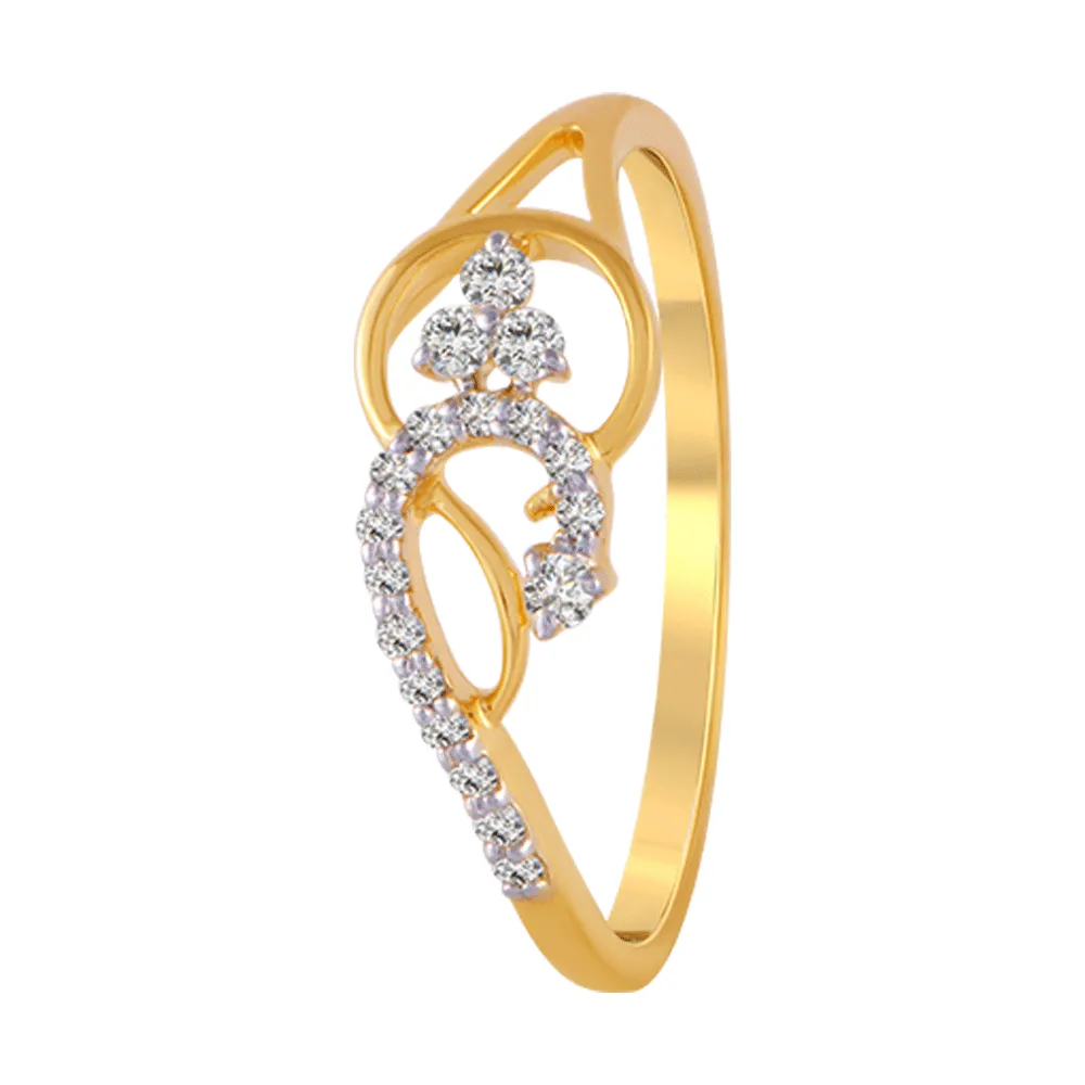 18KT (750) Yellow Gold And Diamond Ring For Women