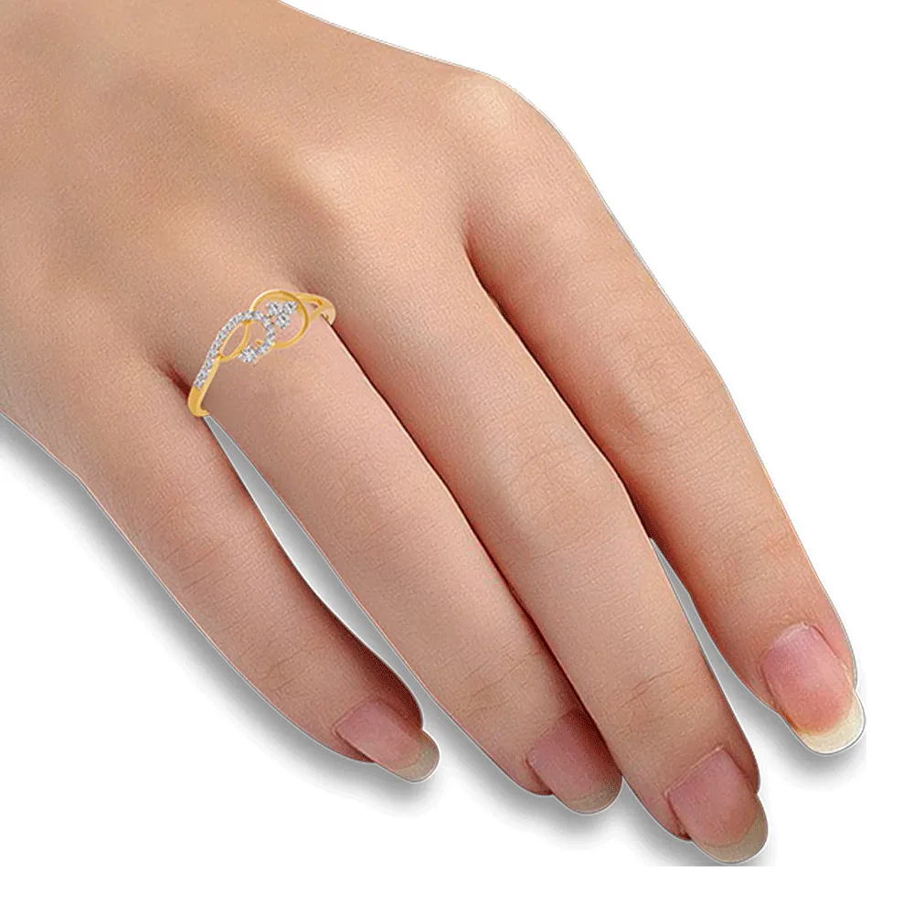 18KT (750) Yellow Gold And Diamond Ring For Women