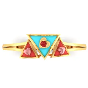 22k Gold Ring With A Triad Of Triangular Geometric Patterns On Top