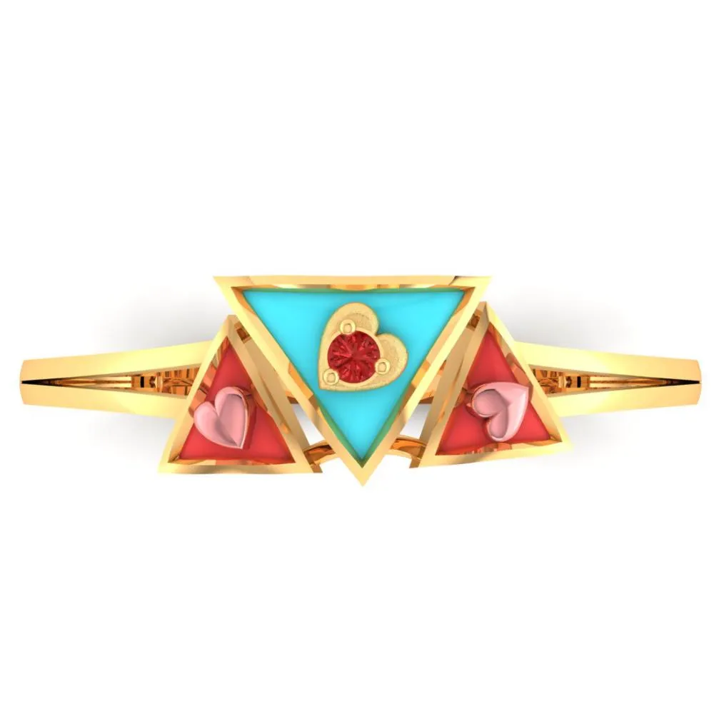 22k Gold Ring With A Triad Of Triangular Geometric Patterns On Top