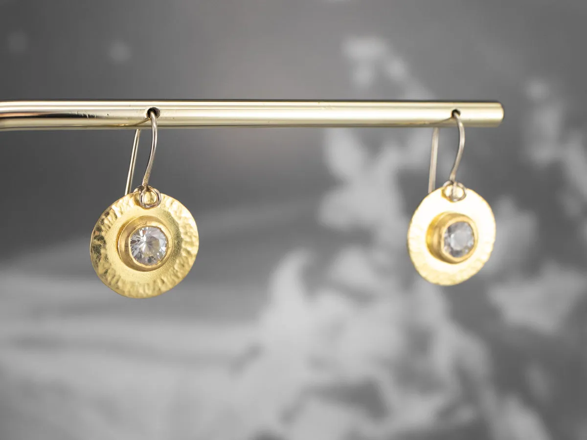 22K Gold White Zircon Drop Earrings