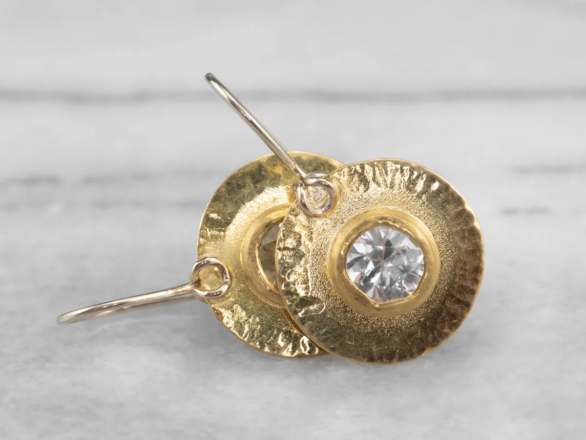22K Gold White Zircon Drop Earrings