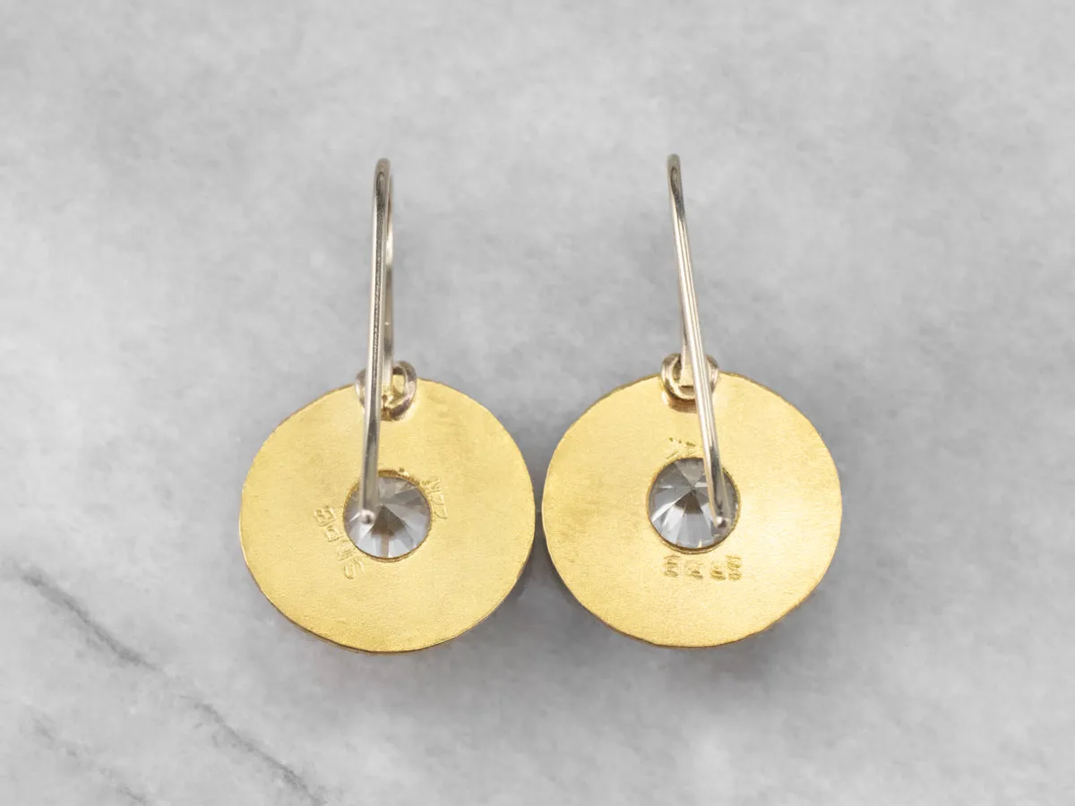 22K Gold White Zircon Drop Earrings