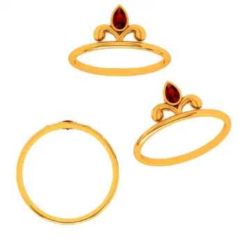 22k Red Stone Motif Gold Ring