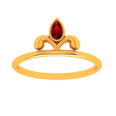 22k Red Stone Motif Gold Ring