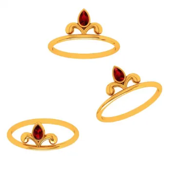 22k Red Stone Motif Gold Ring