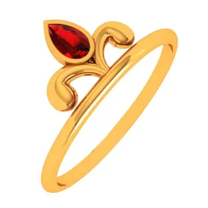 22k Red Stone Motif Gold Ring