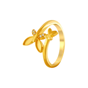 22KT Yellow Gold And American Diamond Ring For Women