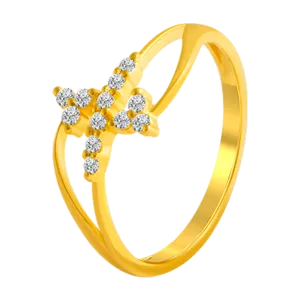 22KT Yellow Gold And American Diamond Ring For Women