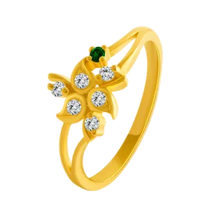 22KT Yellow Gold And American Diamond Ring For Women