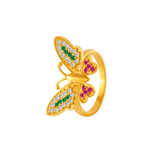 22KT Yellow Gold And American Diamond Ring For Women