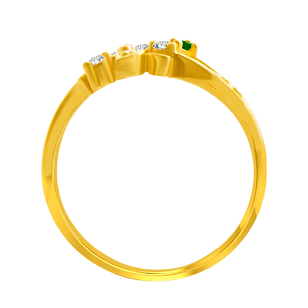 22KT Yellow Gold And American Diamond Ring For Women
