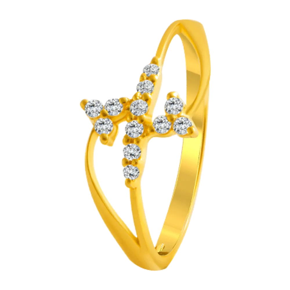 22KT Yellow Gold And American Diamond Ring For Women