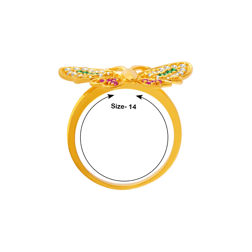 22KT Yellow Gold And American Diamond Ring For Women