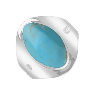 9ct White Gold Turquoise Hallmark Small Oval Ring