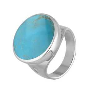 9ct White Gold Turquoise Hallmark Small Round Ring