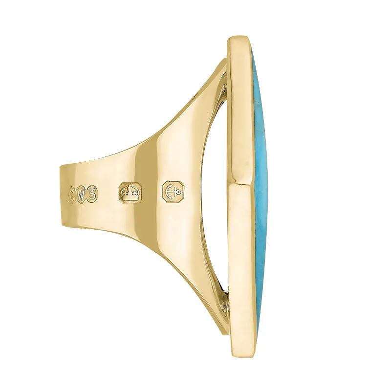 9ct Yellow Gold Turquoise Hallmark Medium Rhombus Ring