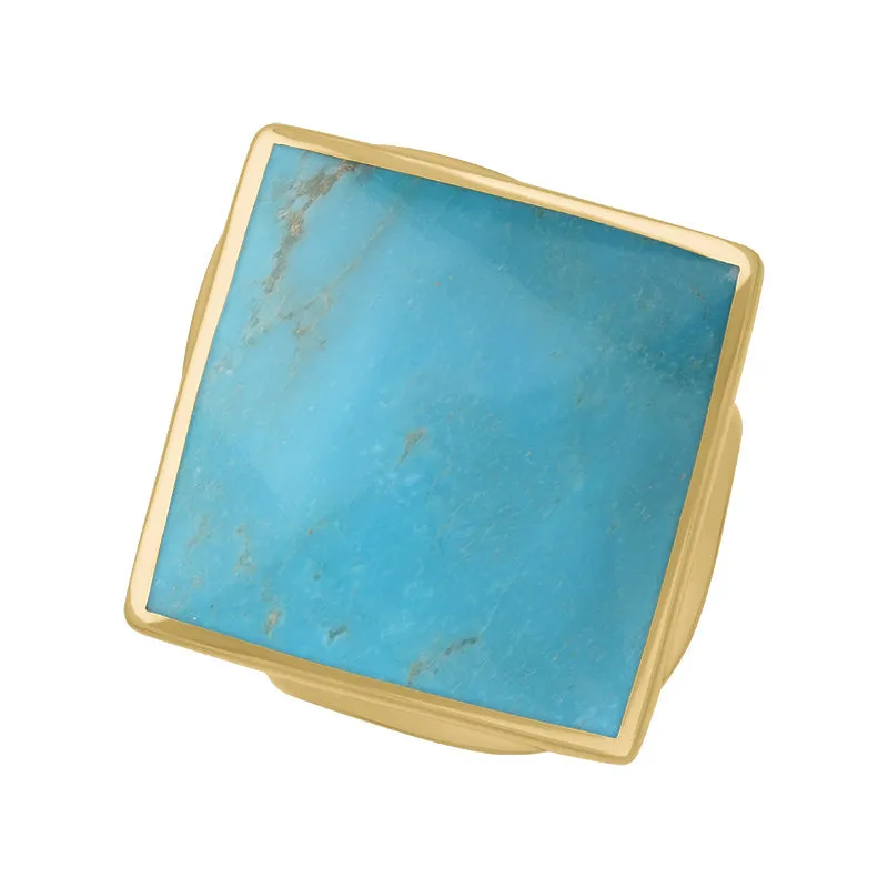 9ct Yellow Gold Turquoise Hallmark Medium Rhombus Ring