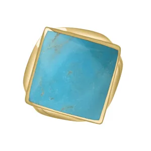9ct Yellow Gold Turquoise Hallmark Small Rhombus Ring