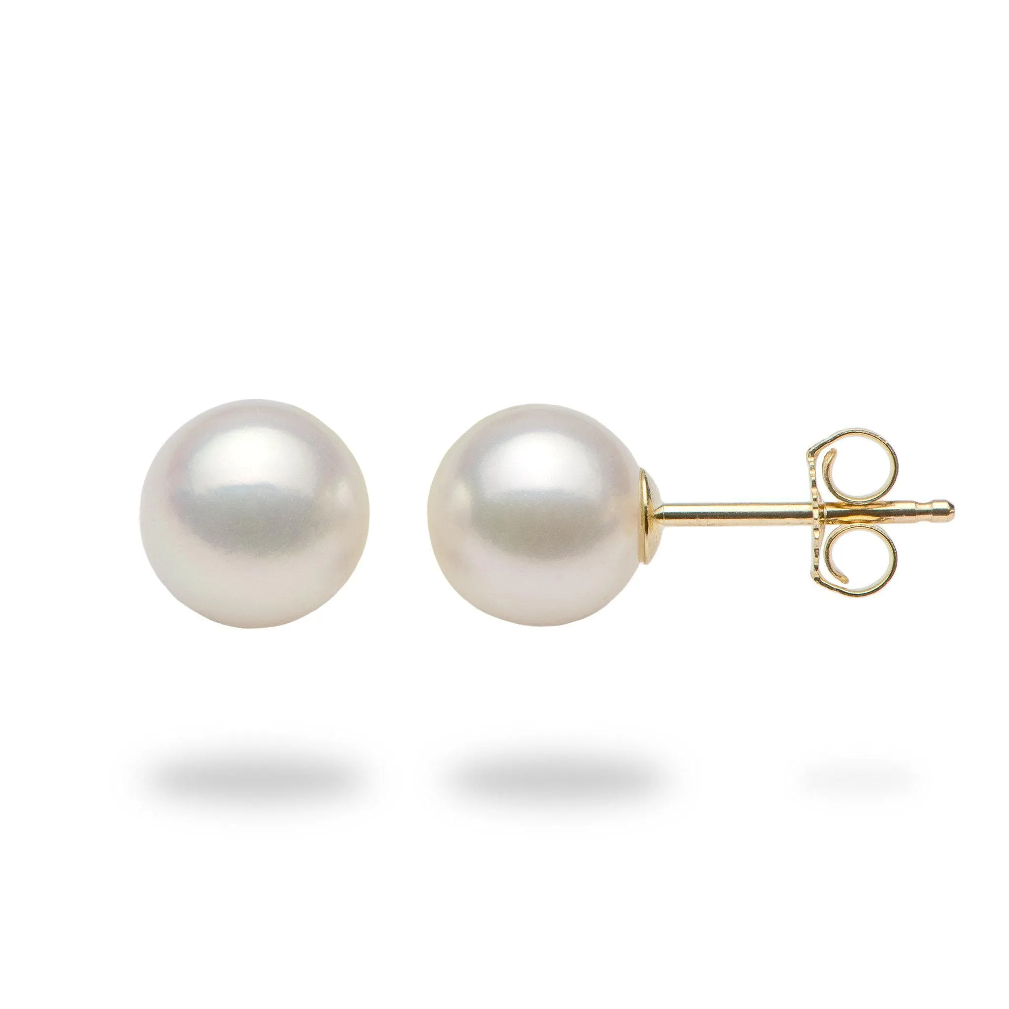 Akoya White Pearl Earrings in Gold - 7-7.5mm