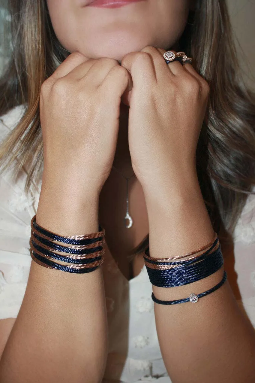 ALOR Blueberry & Carnation Cable Oversize Entwine Cuff 04-48-2001-00