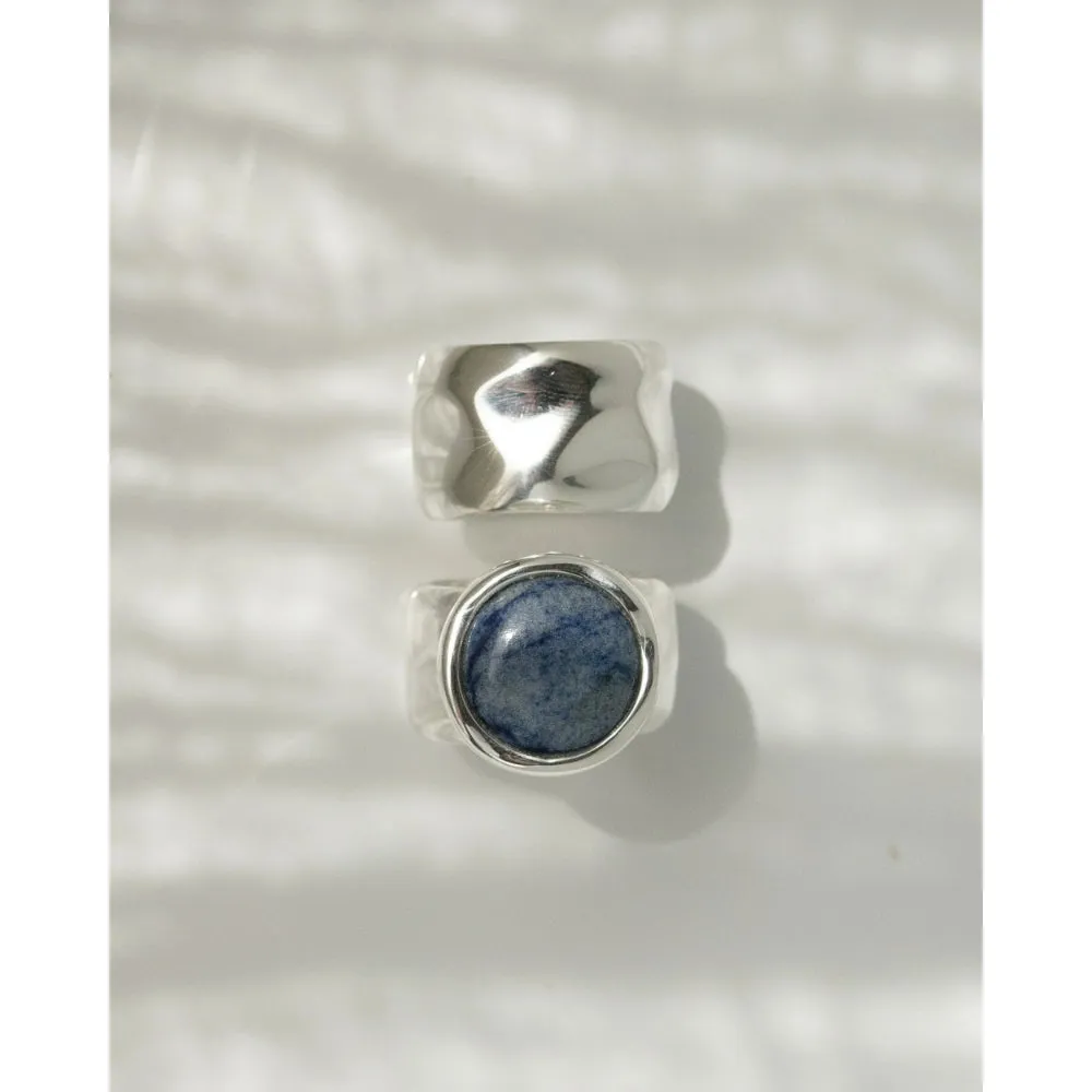 Anna Beck Large Wavy Dumortierite Signet Ring-Silver